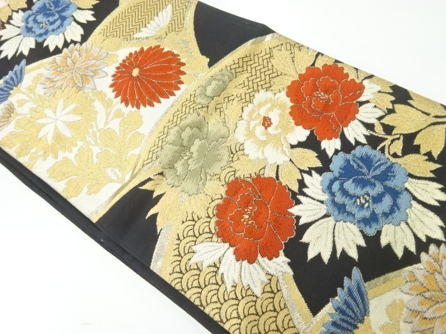 アンティーク　牡丹に菊模様織出し袋帯（材料）